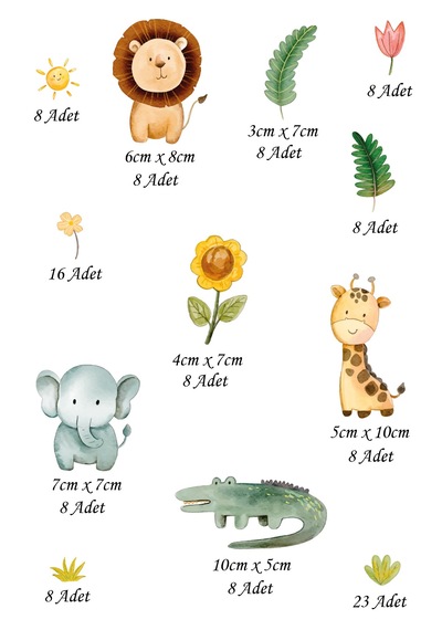 Orman Hayvanları Temalı Çocuk Odası Sticker Seti