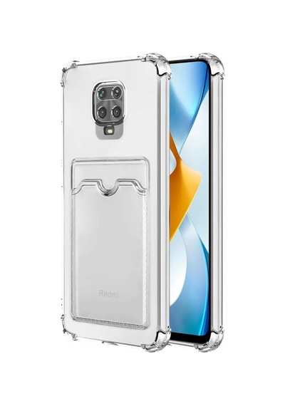 Xiaomi Redmi Note 9 Pro Kamera Korumalı Kartlıklı Darbe Emici Özellikli Şeffaf Silikon Kılıf