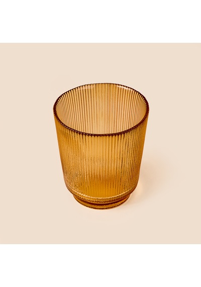Deco Çizgili Bardak Mumluk - Amber - 11 Cm Çok Renkli