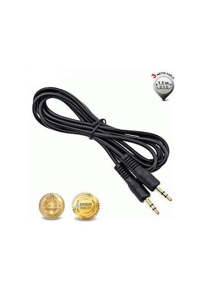3 5Mm Stereo Jaklı Aux Ses Kablosu Gold 3 Metre