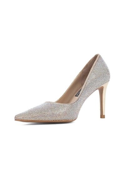 Kadın Dore Taşlı İnce Topuklu Stiletto Altın