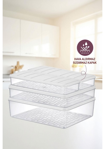 Selka Home 4'lü Set Nora Organizer Buzdolabı  Buzluk Düzenleyici Saklama  Kabı( 1 Ad. 4 Lt. 1 Ad. 2,25 Lt. 2 Ad. 1 Lt. )