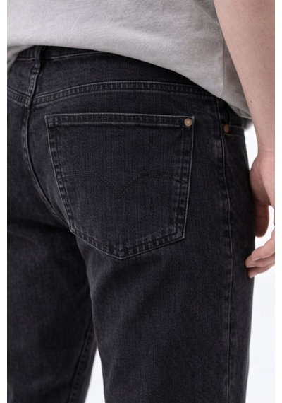Oraystore Erkek Taşlanmış Siyah Battal Boy Likralı Rahat Kalıp Kot Pantolon Siyah