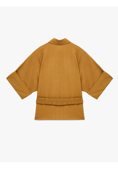 Koton Viskon Karışımlı Dokulu Geniş 3/4 Kısa Kollu Kemerli Oversize Gömlek Haki 6sak60304pw Koton Viskon Karışımlı Dokulu Geniş 3/4 Kısa Kollu Kemerli Oversize Gömlek Haki 6sak60304pw