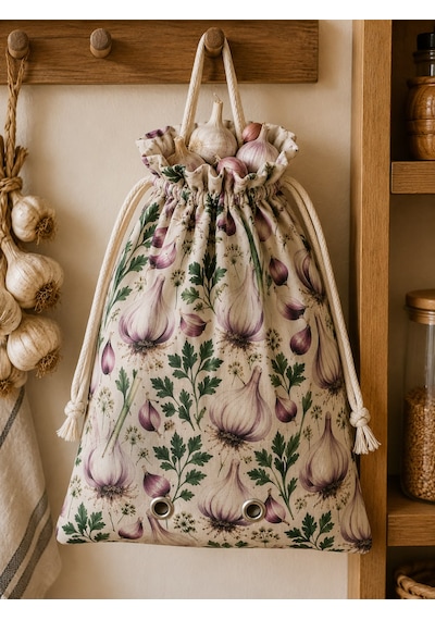 Numı Naturals %100 Pamuklu Kuşgözü Havalandırmalı Sarımsak Kesesi 30x35 Cm Çok Renkli