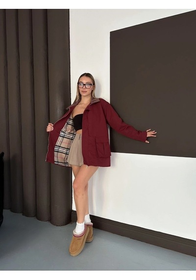Astarlı Yaka Detaylı Artos Ceket Bordo St2651019 Bordo