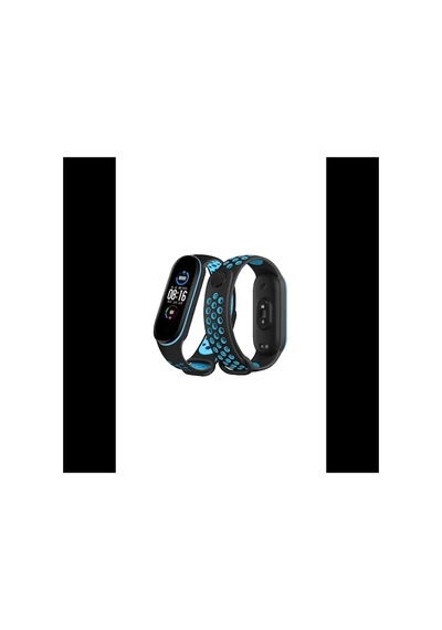 Mi Band 6 Spor Delikli Kordon - Siyah-mavi Bz8683140524753