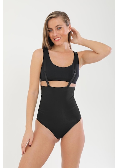 Fit Women Lazer Kesim Askılı Slip Korse Siyah