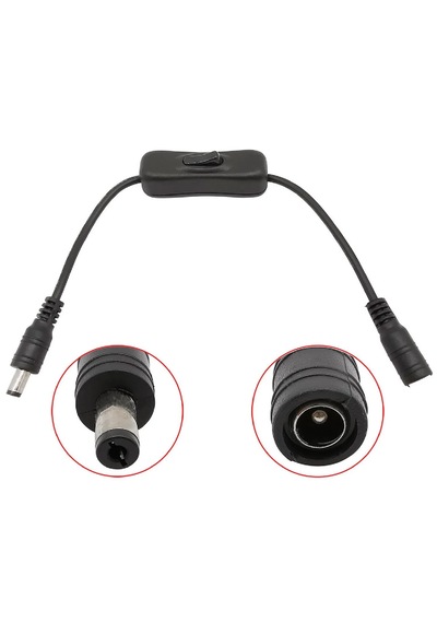 30cm Dc Adaptör Dişi - Erkek Bağlantı Kablo 5.5x2.1mm On/off Duy Anahtarlı