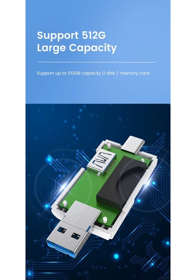 Usb 2.0 6 İn 1 Kart Okuyucu Ve Usb Çoklayıcı Type-c, Micro Usb, Sd/tf Kart Desteği Zr826