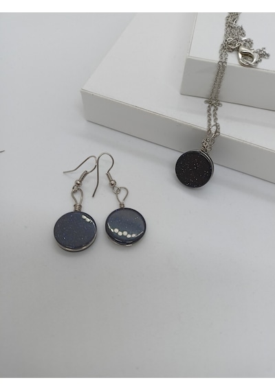 Yıldız Taşı Kolye/Küpe Set - Doğaltaş Kolye ve Küpe Takım-1027
