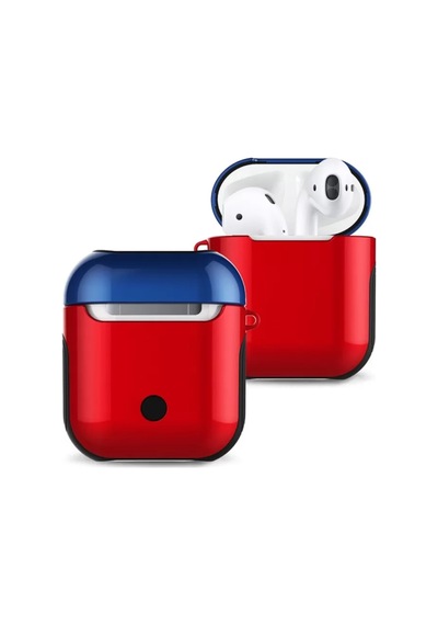 Airpods Uyumlu 2 2.nesil 3in1 Kılıf - Kırmızı-lacivert