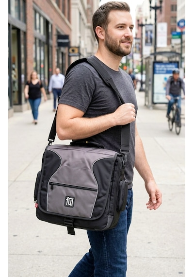 Ful - Parkway 2 - Pro Siyah/gri Gündelik Laptop Messenger Postacı Omuz Çantası Siyah - Gri