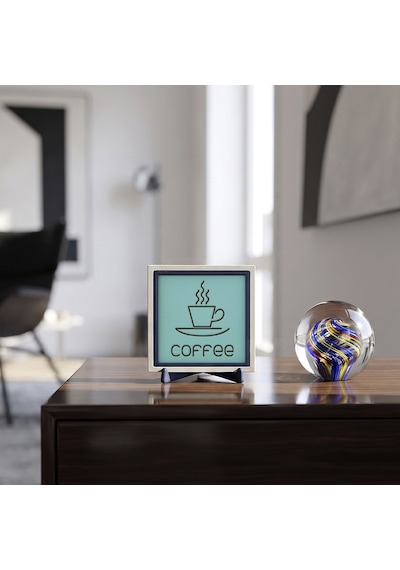 Modern Coffee Motifli Dekoratif Parça, Çalışma Masanıza Enerji Katan Zarif Detay 10x10 Cm