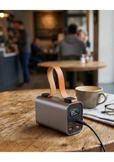 50000mah Süper Fast Charge Led Işıklı Taşınabilir Power Bank Gri