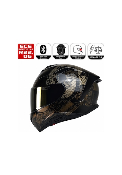 X340 Goldy Motosiklet Kaskı Spoiler Mod Güneş Vizörlü Full Face Kask Çok Renkli
