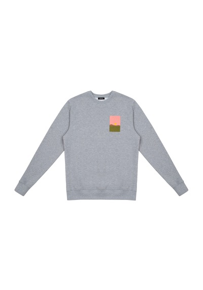 Beord Gri Melanj %100 Pamuk Bisiklet Yaka Sweatshirt Bss1-149