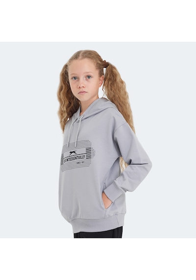 Slazenger LAYO Çocuk Kapüşonlu Taş Gri Sweatshirt