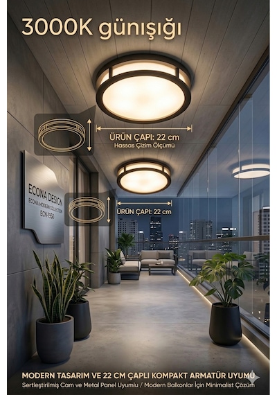 Doğal Günışığı 4000k Aydınlatma Glop Armatürü Led Avize Aplik Balkon Banyo Koridor Lambası Led Güçlü Işık Doğal Günışığı-4000k