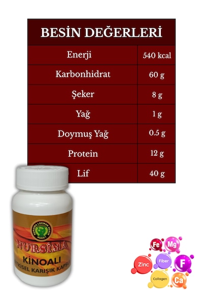 Nursima Kinoalı Bitkisel Karışık Kapsül 60 Kapsül Doğal Bitkisel Takviye Edici Gıda