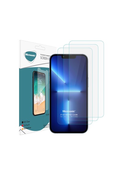 Microsonic Apple  Uyumlu iPhone 13 Pro Screen Protector Nano Glass Cam Ekran Koruyucu 3'lü Paket