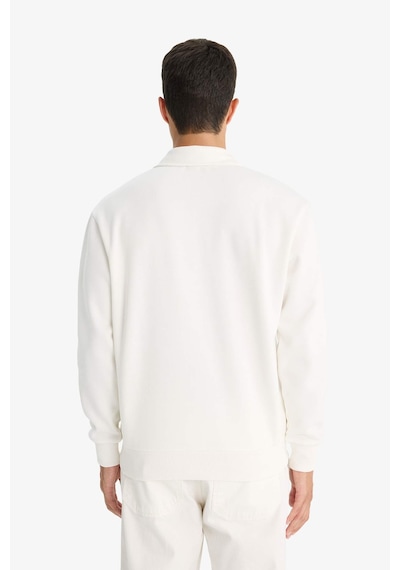 Defacto Regular Fit Dik Yaka Yarım Fermuarlı Basic Düz Sweatshirt X7405az25auwt32 Beyaz