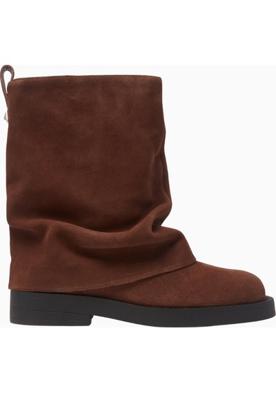 Schutz Keira Cloak Koyu Kahverengi Suede, Gaiter Detaylı Modern Ankle Bot