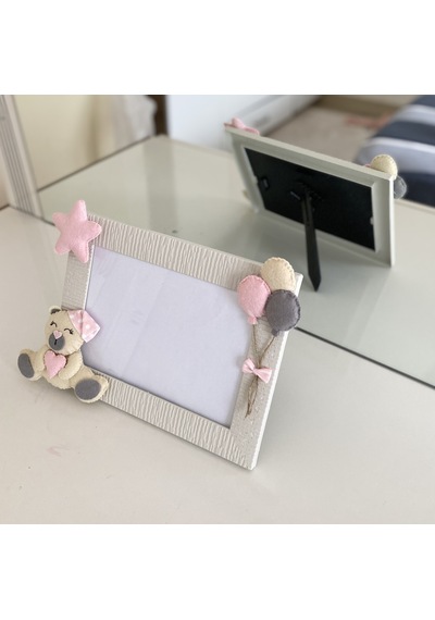 Bebek Odası Çerçeve Krem Pembe Ayıcıklı