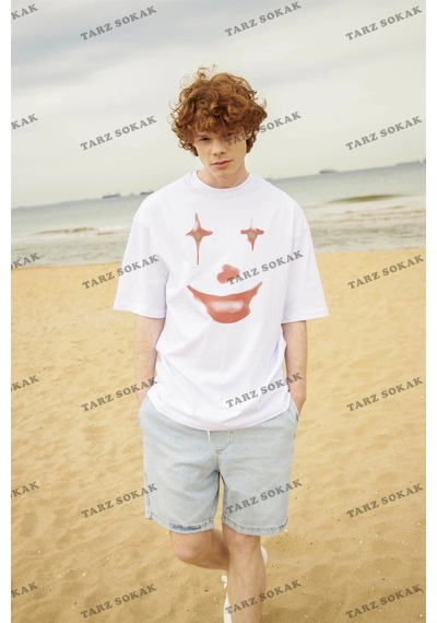 Tarzsokak Unisex Fun Clown Tshirt Beyaz