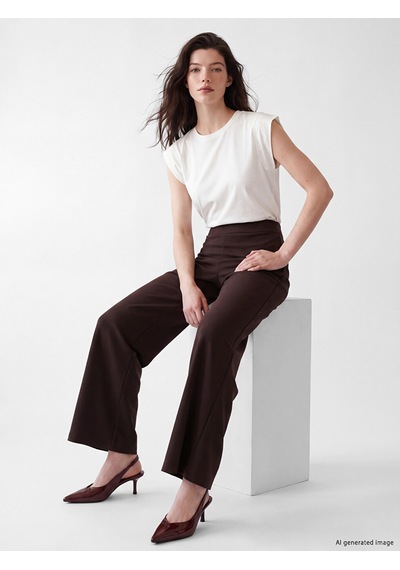 Lcw Comfort Kahverengi Yüksek Bel Geniş Paça Krep Kadın Pantolon