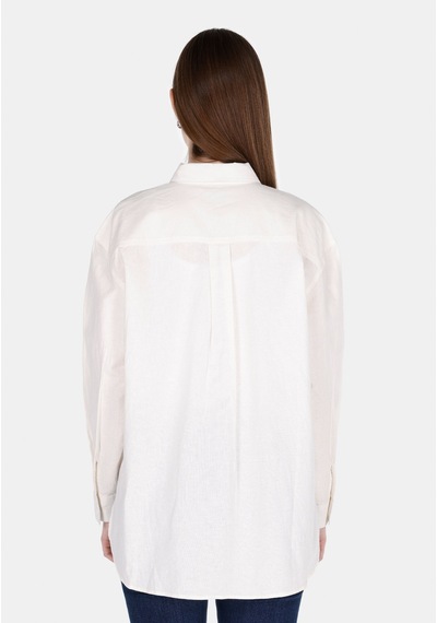 Colin's Colins Relaxed Fit Shirt Neck Düz Kadın Beyaz Uzun Kol Gömlek Cl1068538 Q1.v1 Wht Beyaz