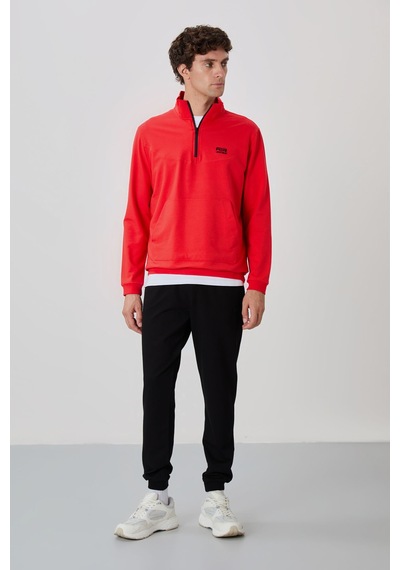 Tommy Life Herbert Fiesta - Siyah Dik Yaka Eşofman Takım - 85233 Kırmızı - Siyah