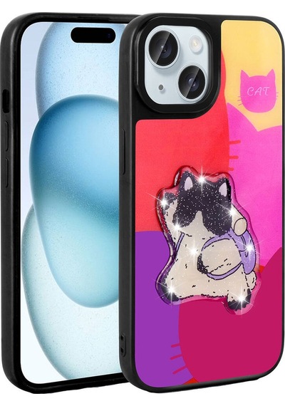 Apple Uyumlu iPhone 13 Kılıf Parlayan Kabartmalı İkonik Figürlü Amas Silikon Kılıf