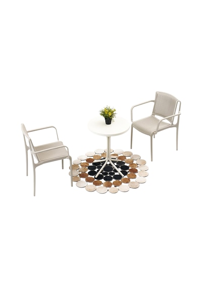 Home Nes Kollu Bistro Masa Takımı - Krem - 55x55x70 Cm