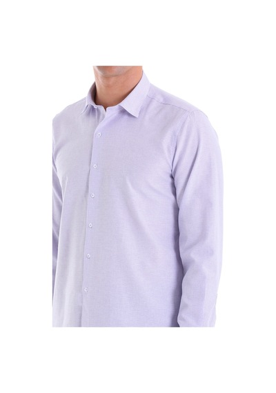 Hatemoğlu Lila K. Comfort Fit Çizgili Pamuklu Slim Yaka Uzun Kollu Casual G Lila