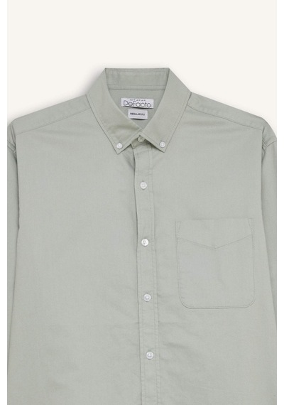 DeFacto %100 Pamuk Regular Fit Polo Yaka Oxford Basic Düz Uzun Kollu Gömlek A8028AX25SPGN1128