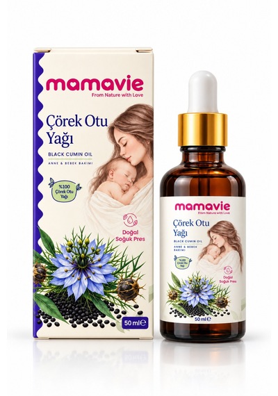 Mamavie %100 Çörek Otu Yağı 50 Ml Doğal Soğuk Pres, Bitkisel Cilt, Saç Ve Vücut Bakım Yağı