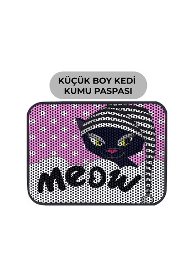 Renkli Desenli Elekli Kedi Tuvalet Önü Paspası 45 X 60 Cm Küçük Pembe - 834019634