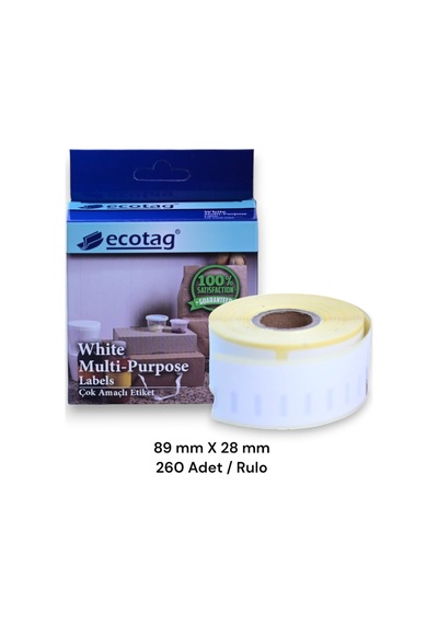 Ecotag Dymo Lw Labelwritter Etiket 89 MM X 28 MM - Beyaz-260 Adet