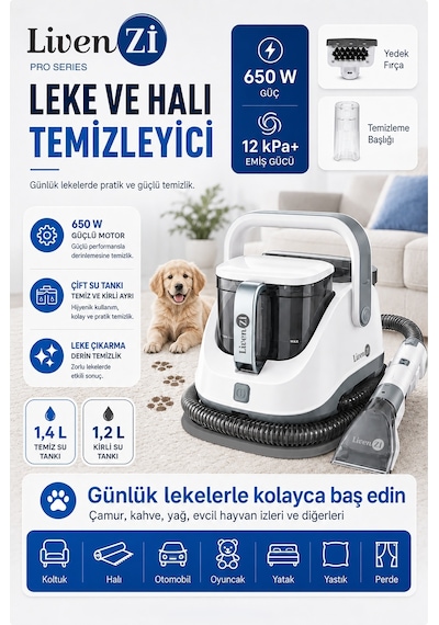 Livenzi Jjb-737-ıı Koltuk Halı Yıkama Ve Leke Çıkartma Makinesi-beyaz