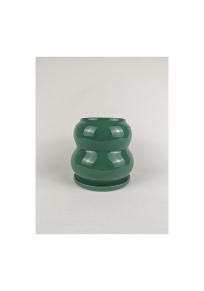 Pumpkin Seramik Saksı Parlak Yeşil Jade Green Çap:15cm Yük:14cm Tabaklı