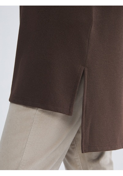 Lcw Everyday Kahverengi Balıkçı Yaka Oversize Kadın Tunik