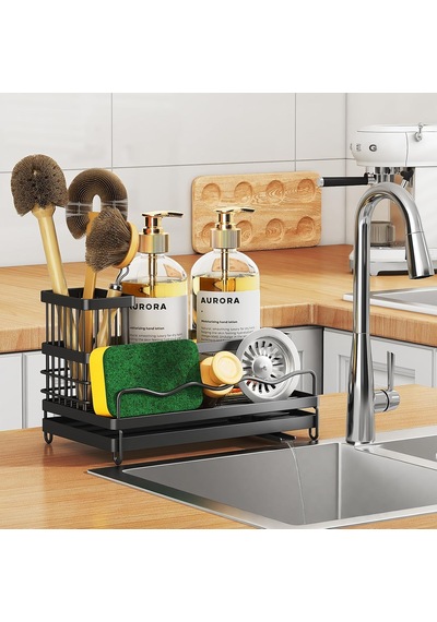 Mutfak Lavabosu İçin Sünger Tutucu, Çıkarılabilir Fırça Tutuculu Lavabo Caddy, Paslanmaz Çelik Kendinden Drenajl Diğer