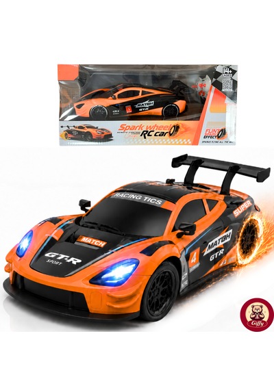 Uzaktan Kumandalı 2 Teker Kıvılcım Efektli Drift Yarış Arabası Şarjlı Led Işıklı Sesli Rc Spor Araba Sert Malzemeden Üretilmiştir Gerçekçi Tasarım Turuncu