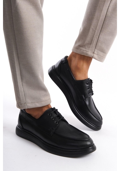 Mubiano Mbrgn105-s Siyah Erkek Bağcıklı Loafer Siyah