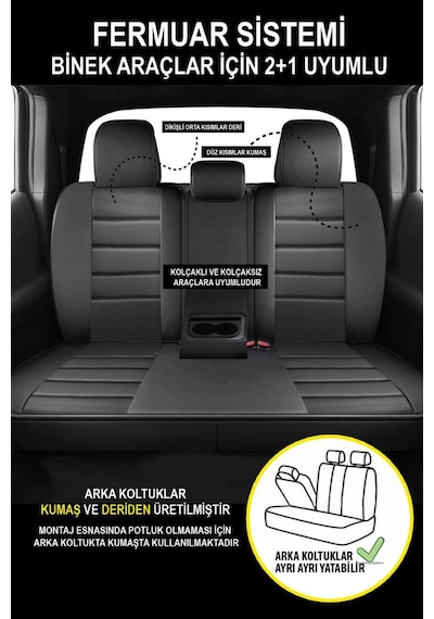 Seat Leon 1999-2012 Aracınıza Uyumlu Jetdrive Deri Koltuk Kılııfı Siyah Siyah