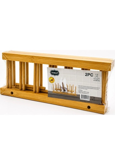 2pcs Bambu - Ahşap Tezgah Üstü Tabaklık - Bulaşıklık 5468 Çok Renkli