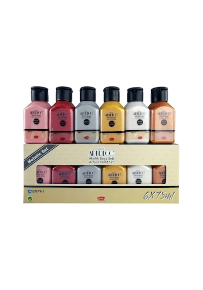 Akrilik Boya Seti 6x75 Ml Metalik Seri 1 Paket Artdeco Akrilik Boya 6 Renk 75 Ml Metalik Renkler Diğer