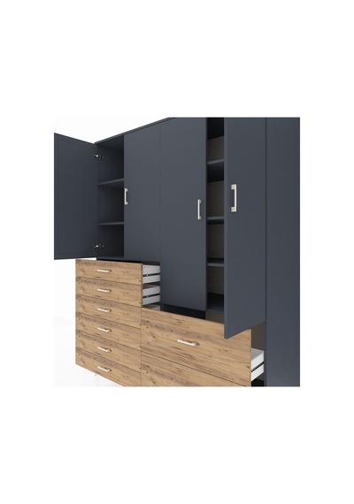 Kronos Gardrop 7 Raflı 8 Çekmeceli 4 Kapaklı 176x59x221 Antrasit-antrasit/çam Antrasit/çam Kronos Gardrop 7 Raflı 8 Çekmeceli 4 Kapaklı 176x59x221 Antrasit-antrasit/çam Antrasit/çam