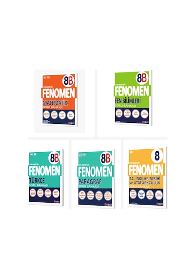 Fenomen 8. Sınıf Tüm Dersler B Soru Bankası Seti 5 Kitap Fenomen
